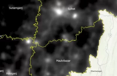 রাতের আলোর উজ্জ্বলতা বিশ্লেষণ করে বন্যার ঝুঁকি পরিমাপের অভিনব গবেষণা, সিলেটে ঔজ্জ্বল্য বেড়েছে সবচেয়ে বেশি